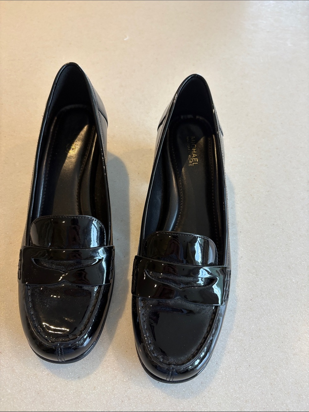 Michael Kors Black Patent Leather Penny Loafers for Women